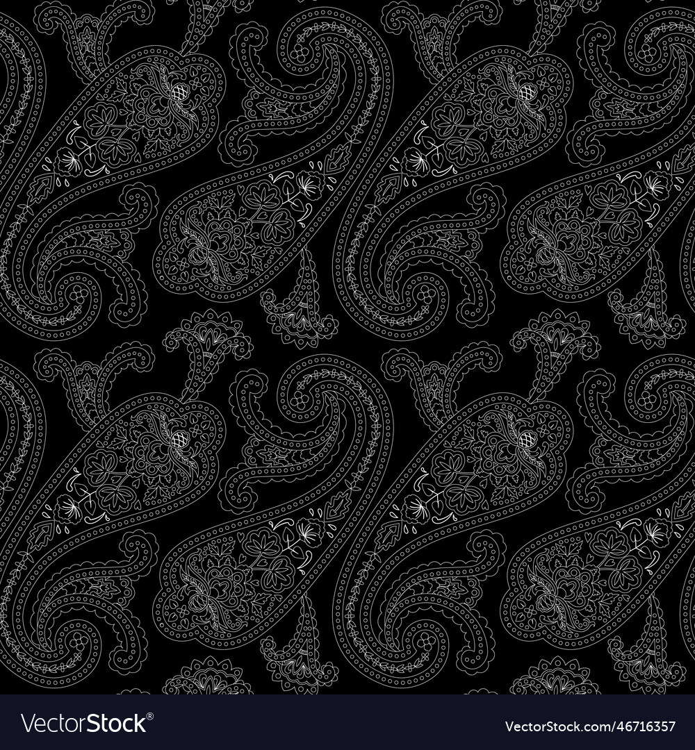 Paisley ethnic floral hand drawn seamless pattern