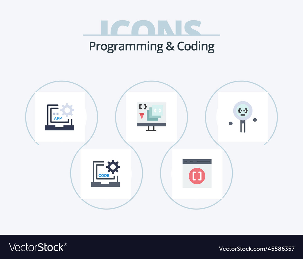 Programmierung und Kodierung von flachem Iconpack 5