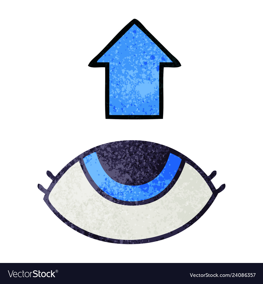 Retro grunge texture cartoon eye looking up Vector Image