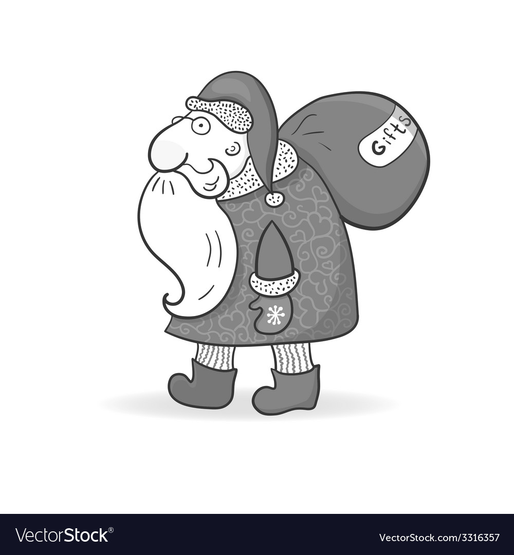 Santa claus in doodle style on christmas theme