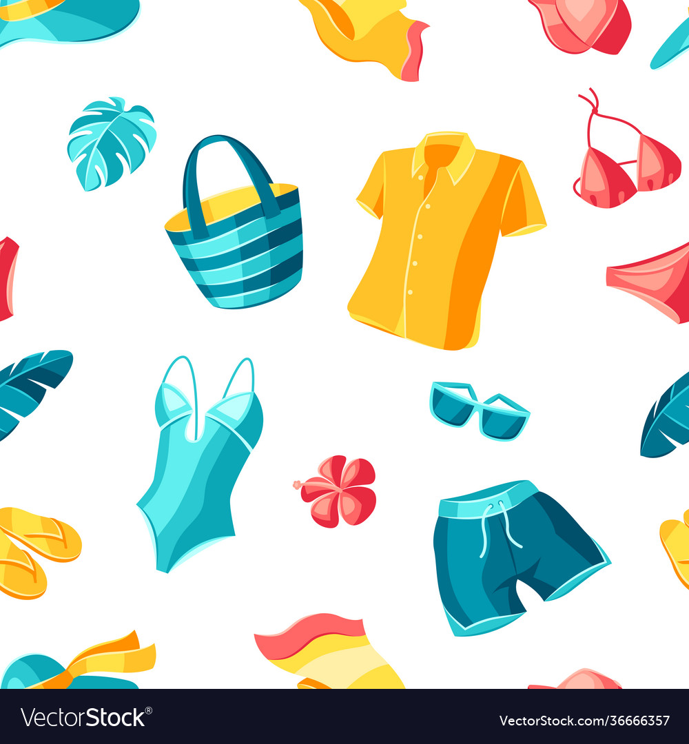 Seamless pattern with beachwear and swimwear Vector Image