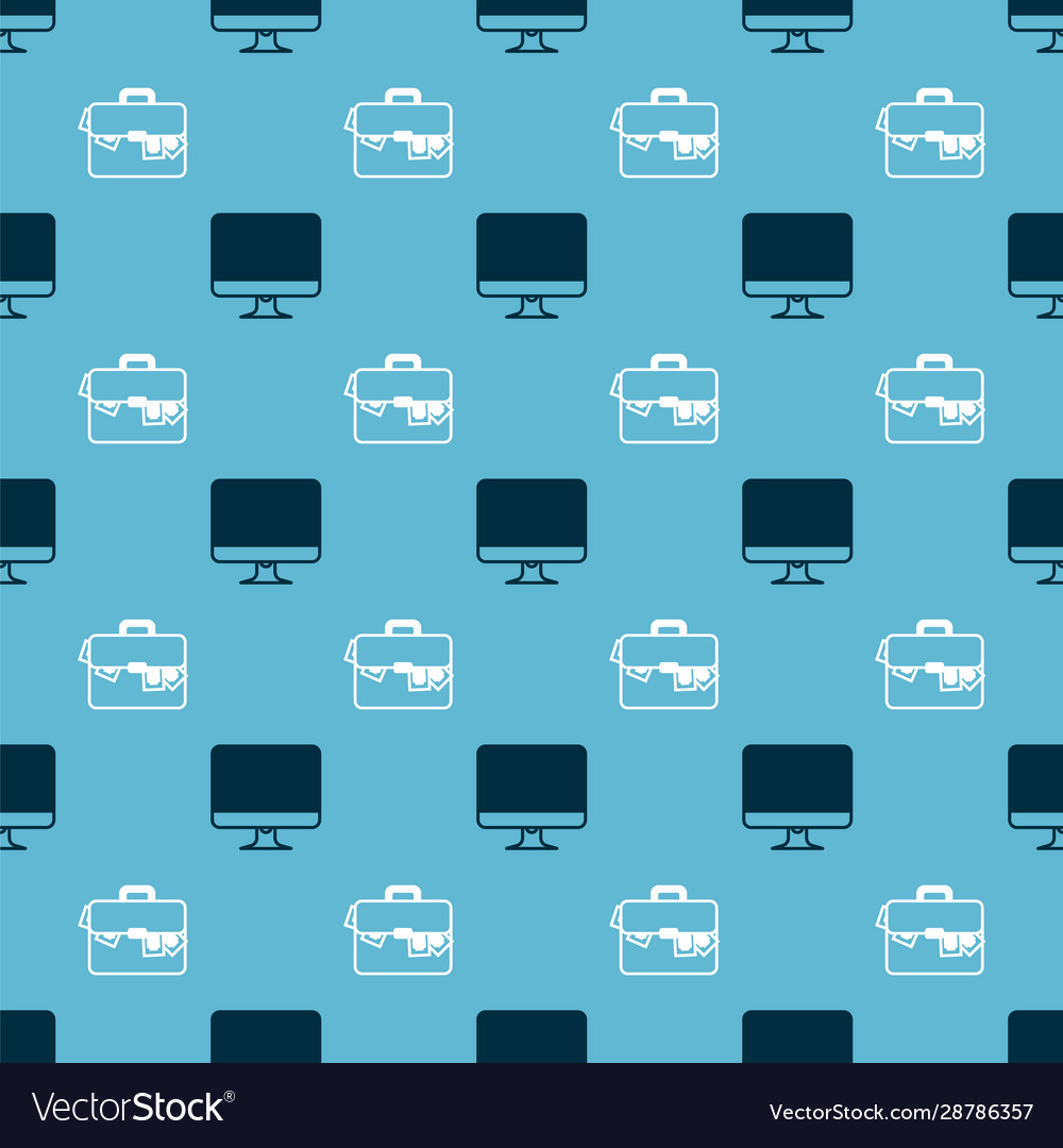 Set computer monitor screen and briefcase