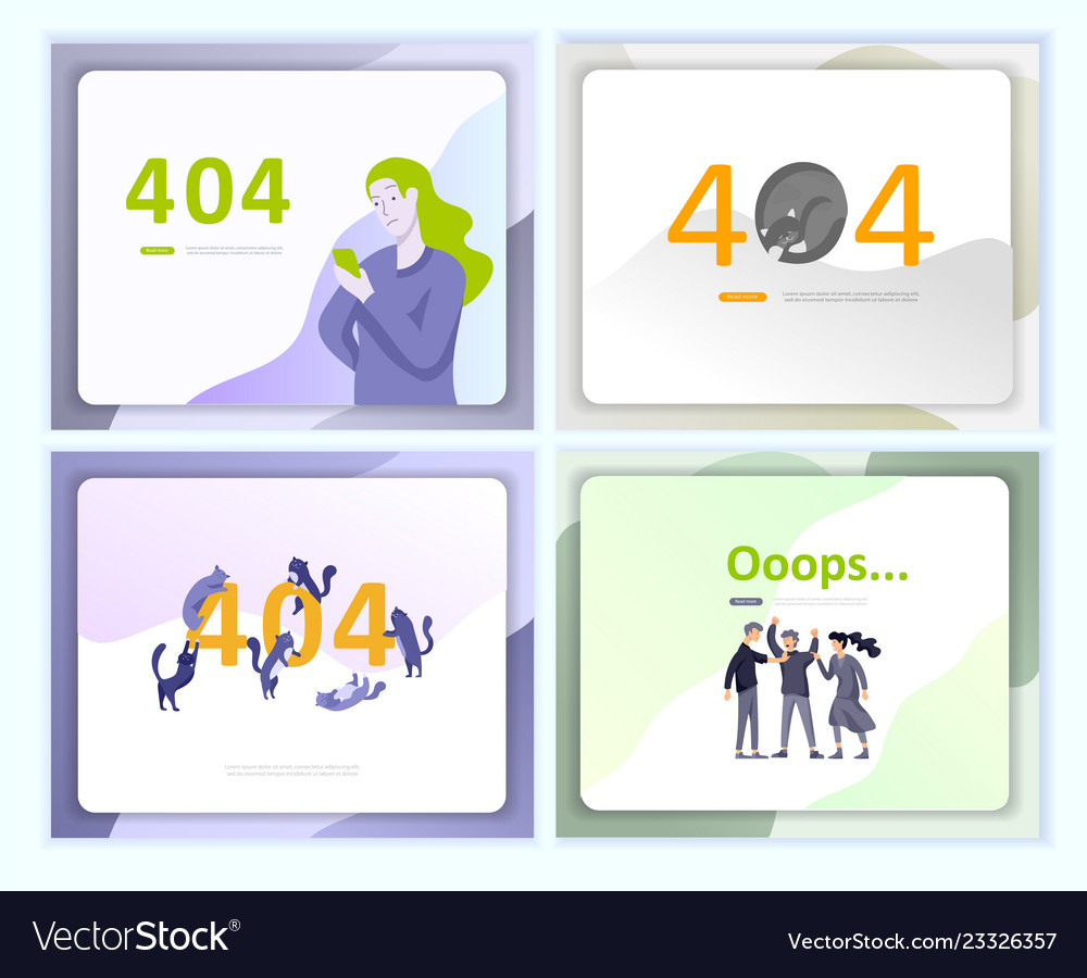 Set of landing page templates error vector image Set of landing page templates error