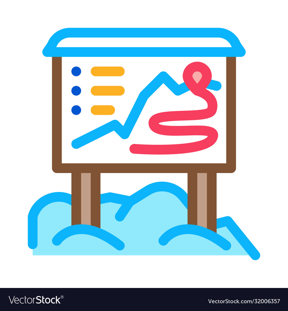 Skigebiet Richtung Karte Symbol Umriss