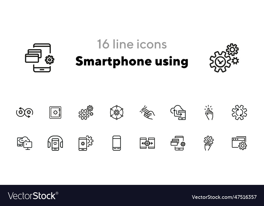 Smartphone using line icon set