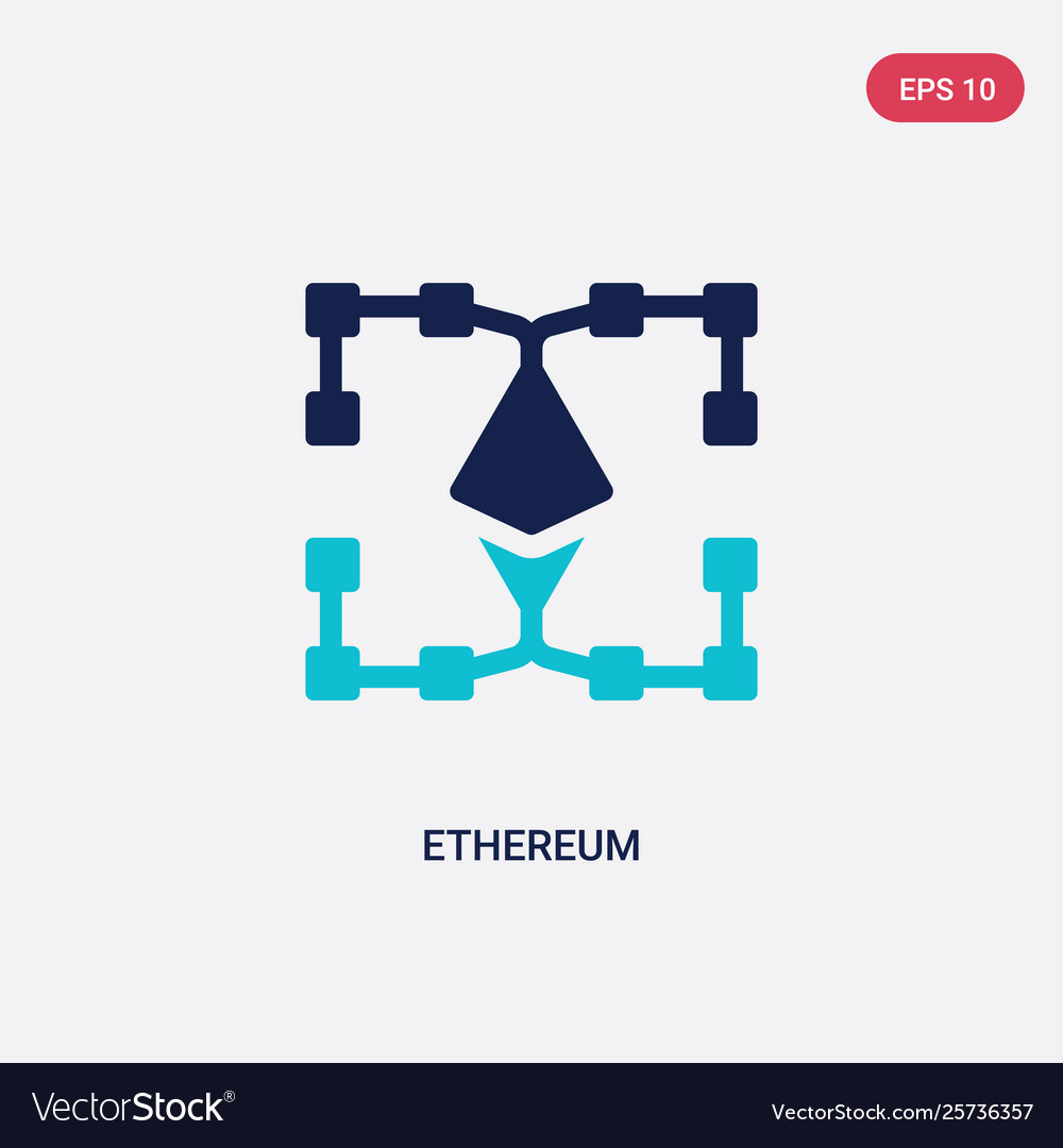 Two color ethereum icon from blockchain concept