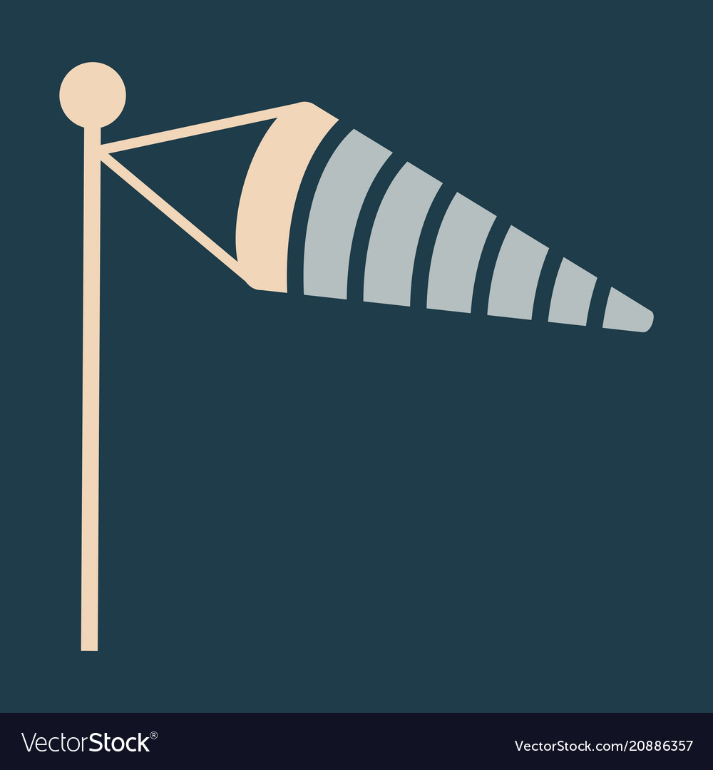 Wind speed flag line icon on color background