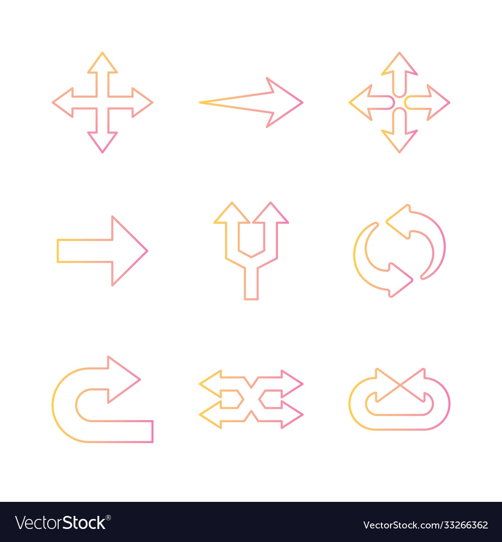Arrows gradient style icon set design