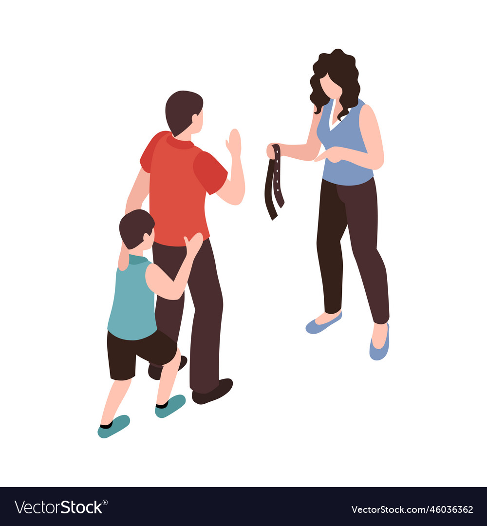 Beating children isometric composition Royalty Free Vector