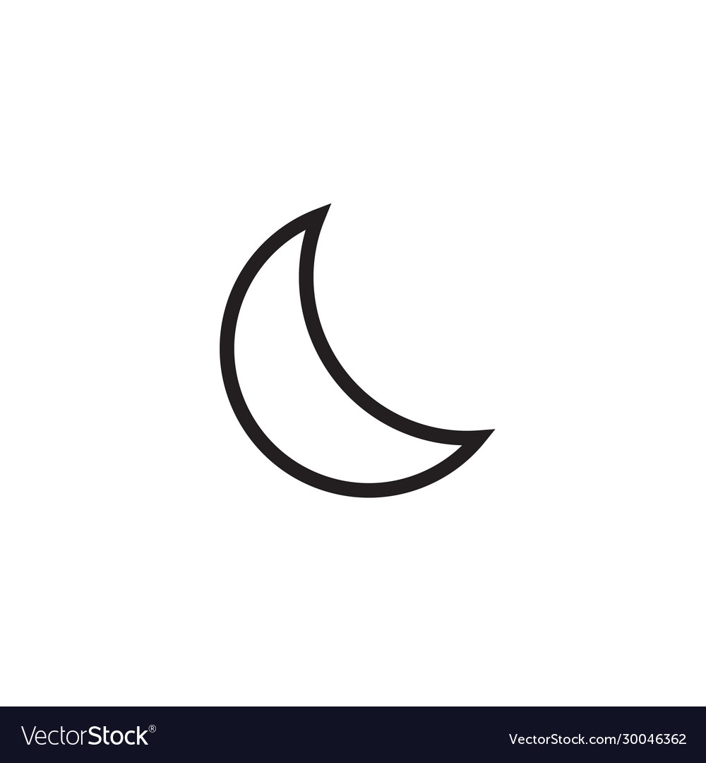 Crescent moon evening or nighttime line art vector image. 