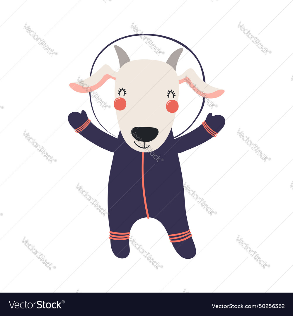 Cute funny goat astronaut in space suit cartoon