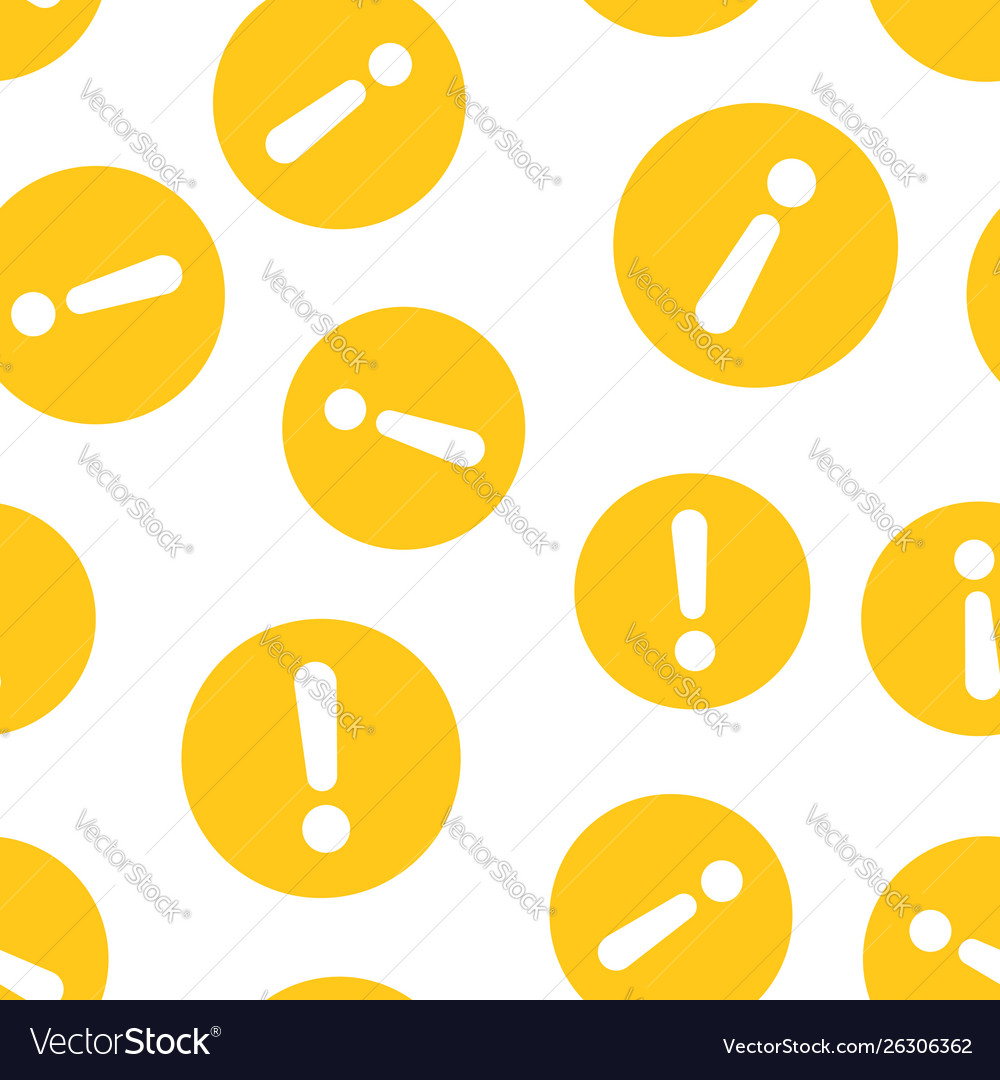 Exclamation mark icon seamless pattern background vector image Exclamation mark icon seamless pattern background