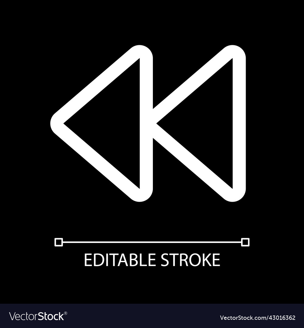Fast backwards white linear ui icon for dark theme vector image Fast backwards white linear ui icon for dark theme