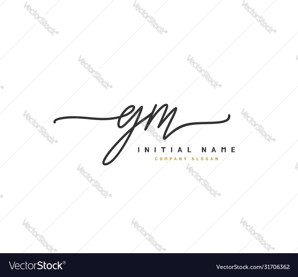 G m gm beauty initial logo handwriting