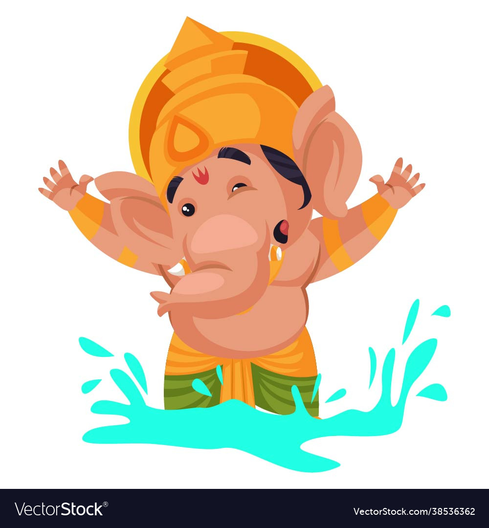 Lord ganesha cartoon character Royalty Free Vector Image