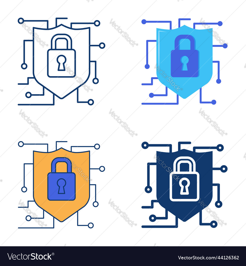 Network security icon set in flat and line style vector image Network security icon set in flat and line style