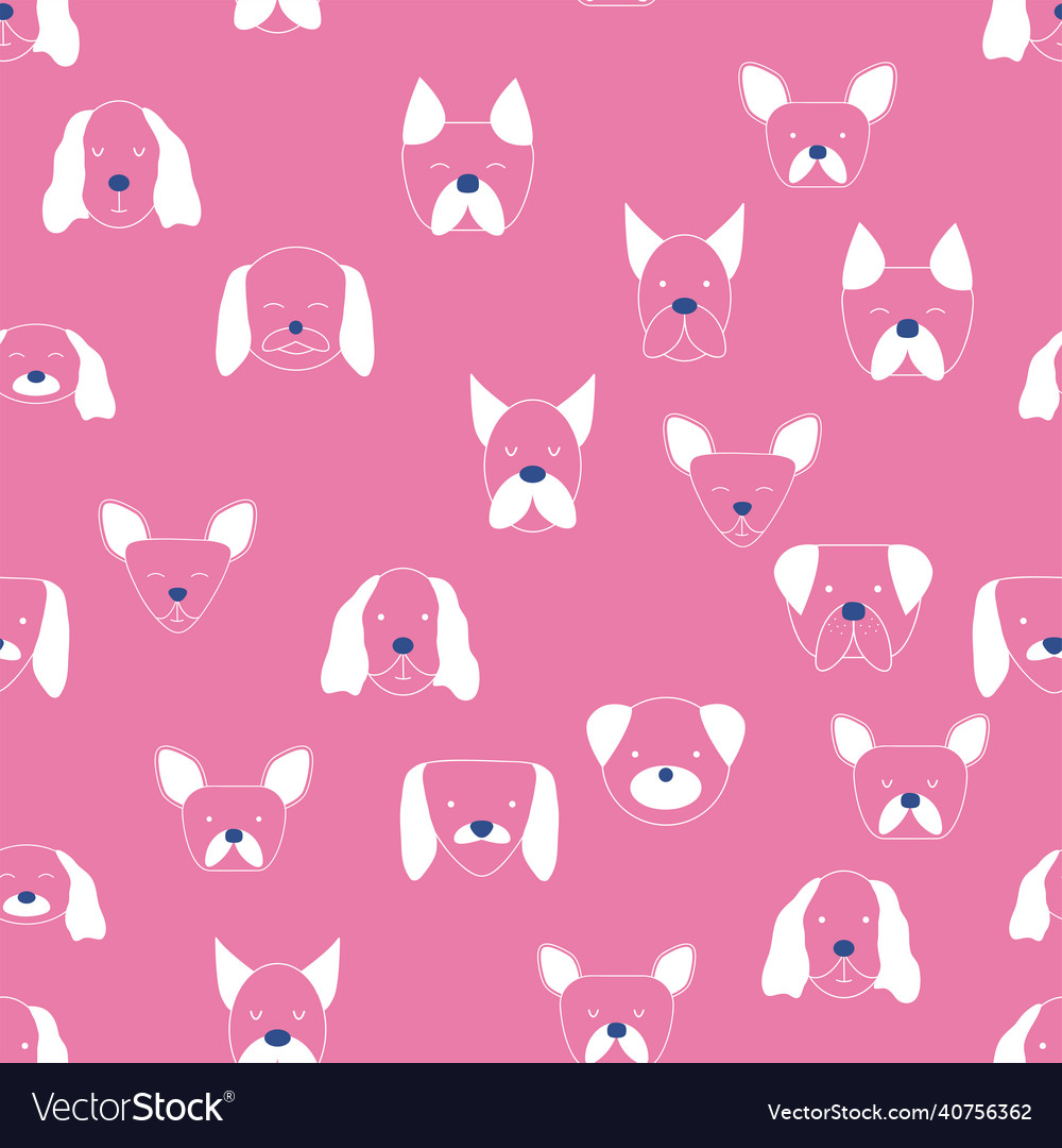 Seamless baby pattern with dog animal muzzles