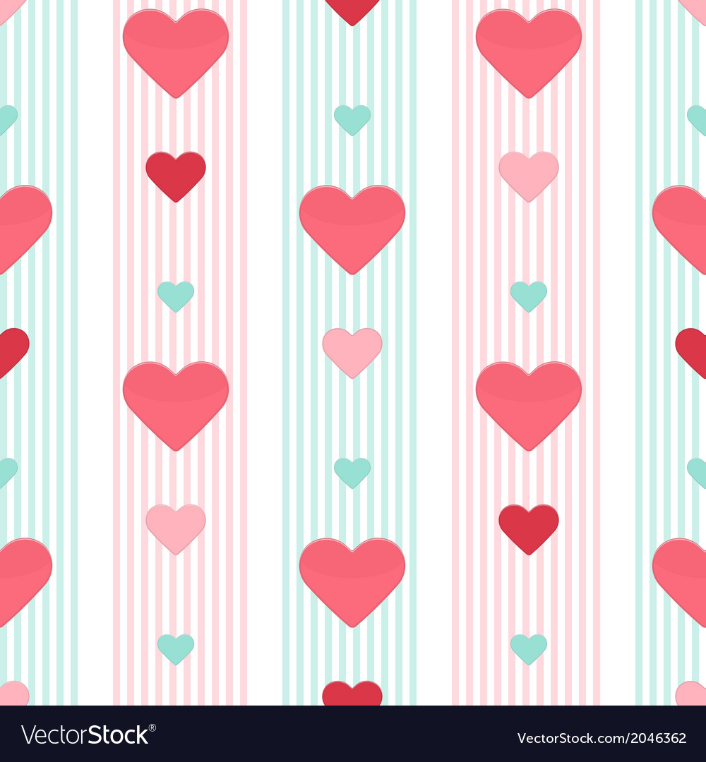 Seamless heart pink blue stripped pattern