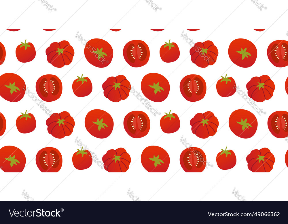 Seamless pattern different shapes red tomatoes