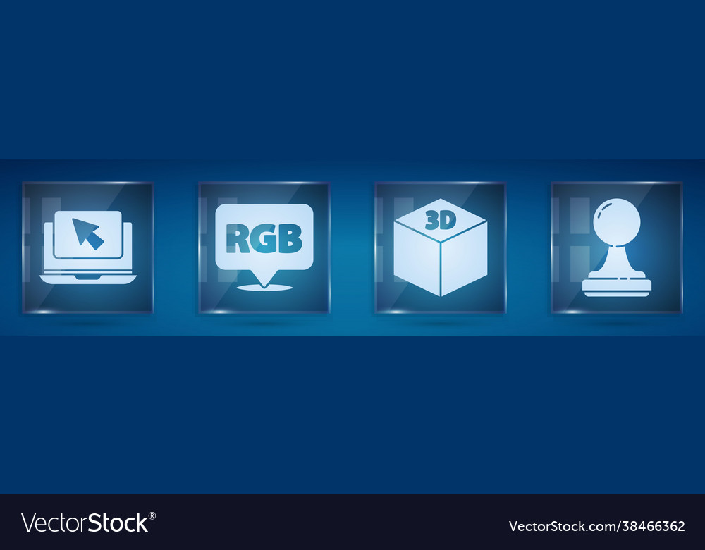 Set laptop and cursor speech bubble with rgb vector image Set laptop and cursor speech bubble with rgb