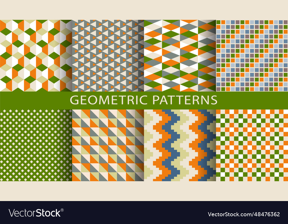 Set of geometric seamless patterns