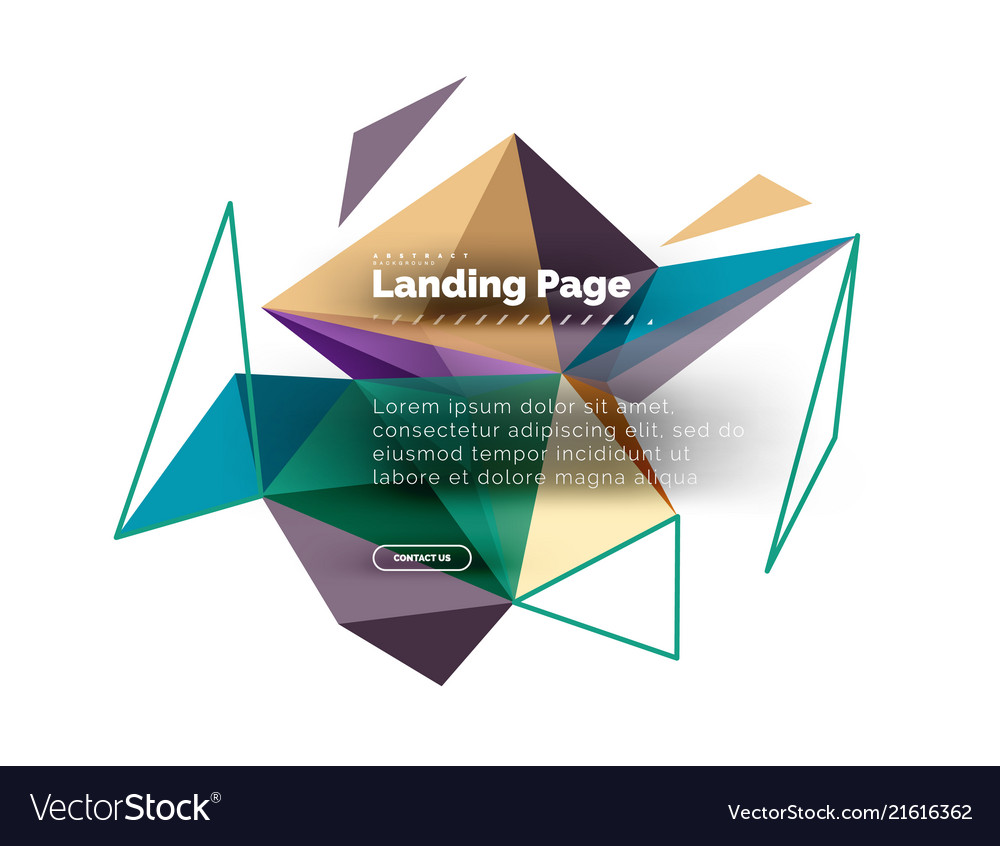 Triangular design abstract background landing vector image Triangular design abstract background landing