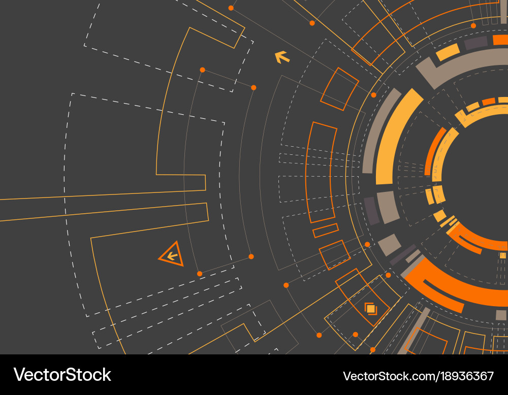 Abstract orange colored technological background Vector Image