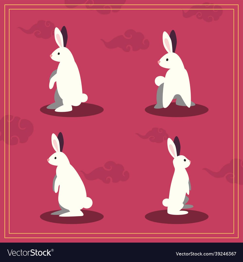 Autumn festival rabbits Royalty Free Vector Image