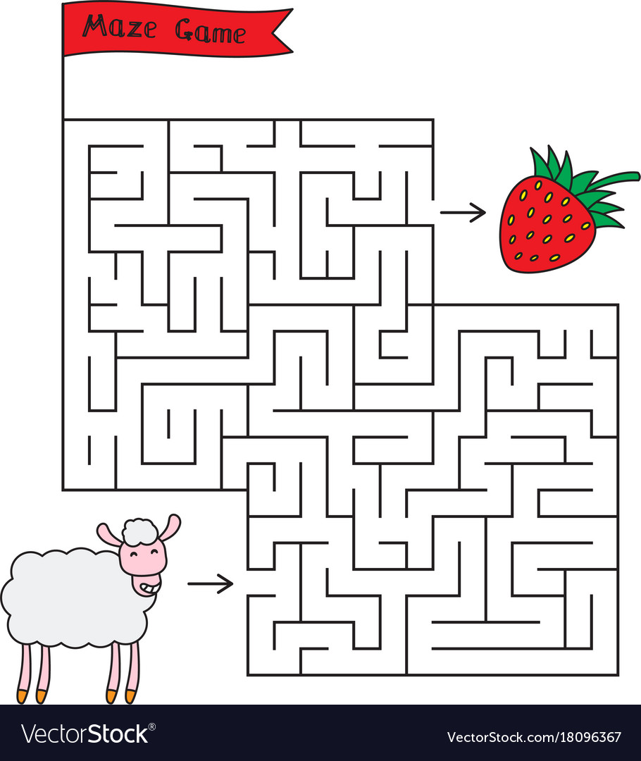 Cartoon sheep maze game Royalty Free Vector Image