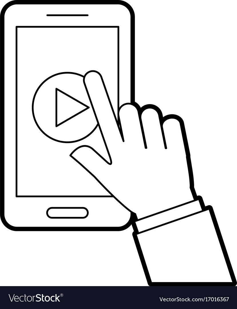 Hand user smartphone with media player isolated