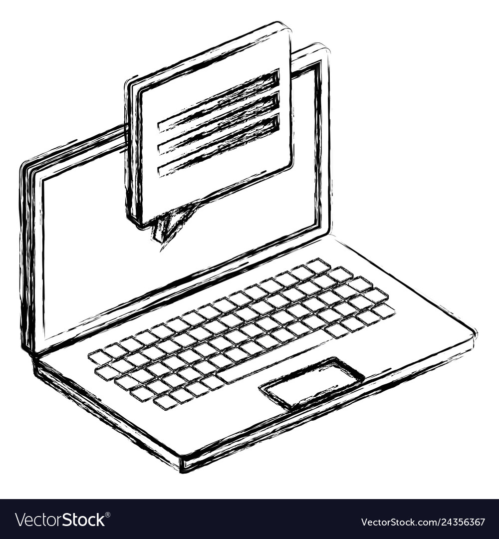 Laptop computer with speech bubble vector image Laptop computer with speech bubble