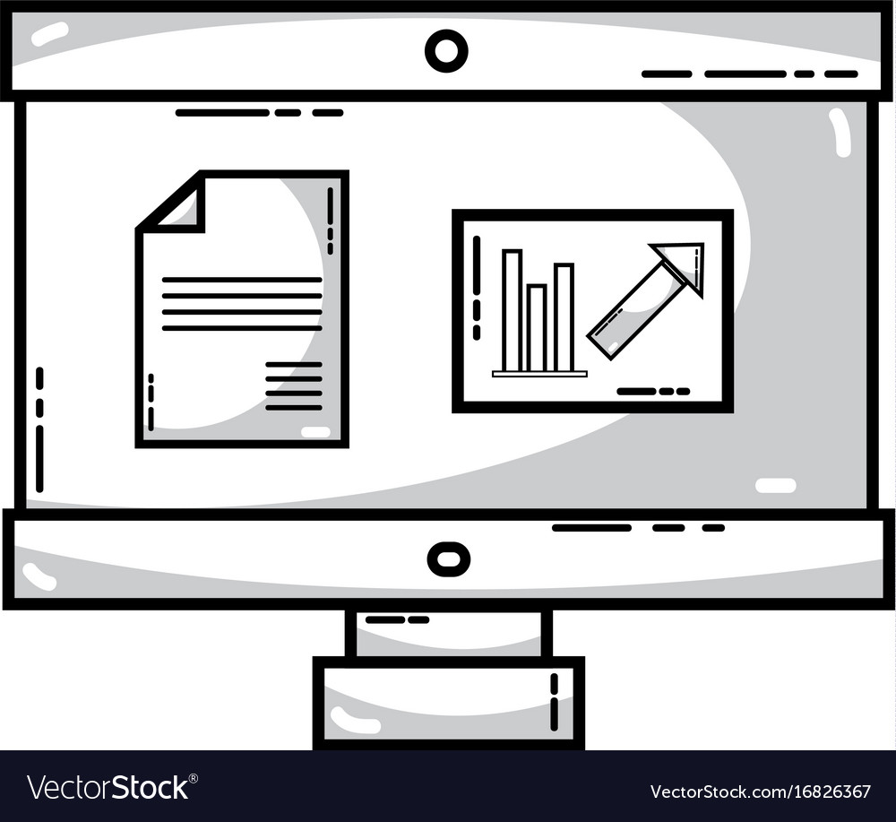 Line computer with company document and statistics