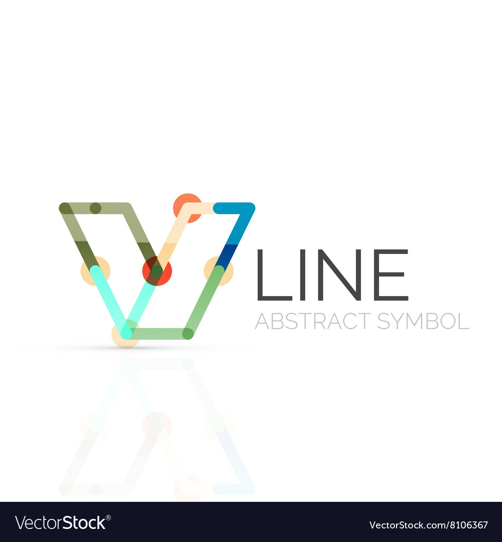 Linear abstract logo connected multicolored