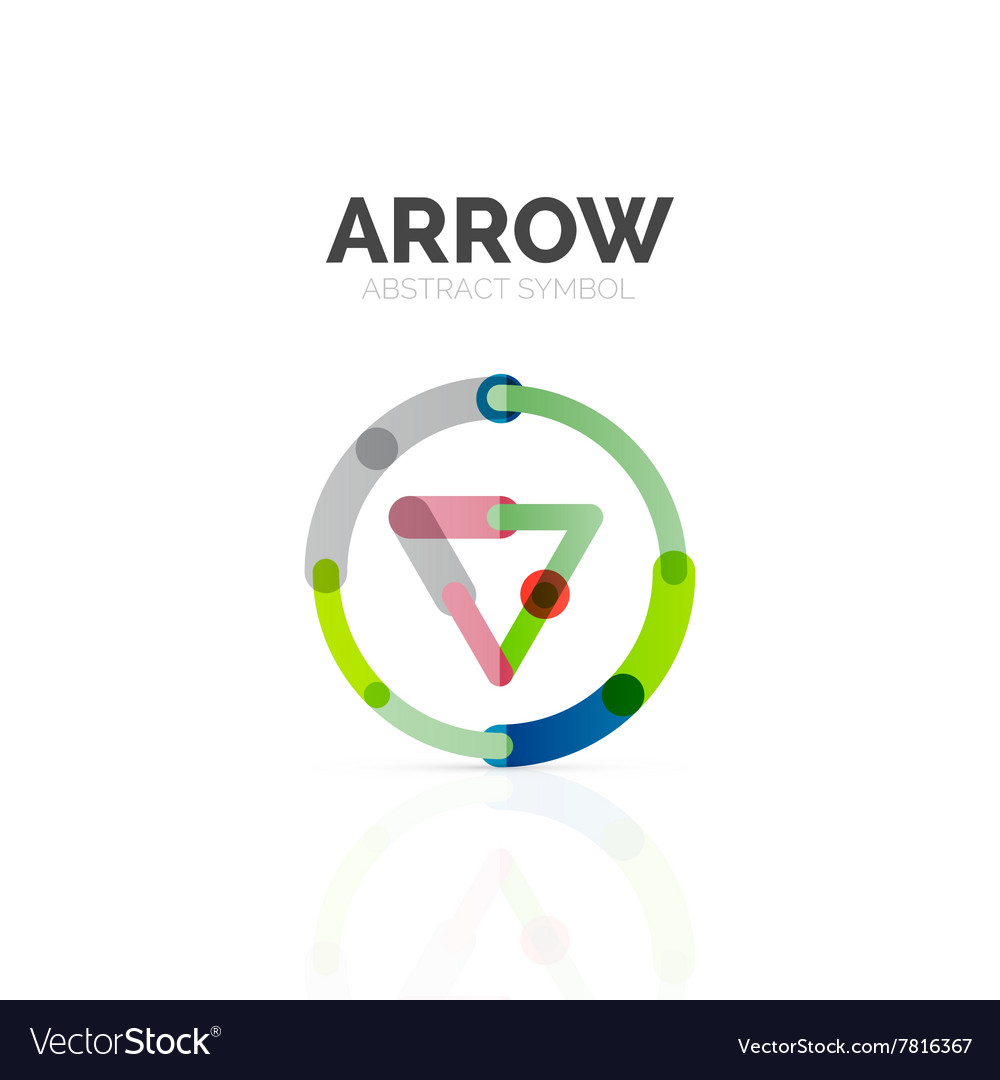 Linear arrow abstract logo connected multicolored