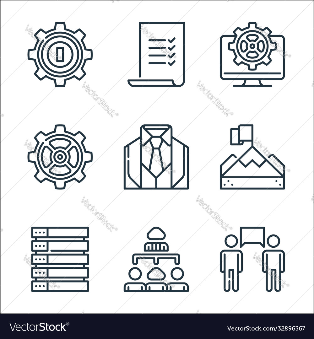 Management line icons linear set quality