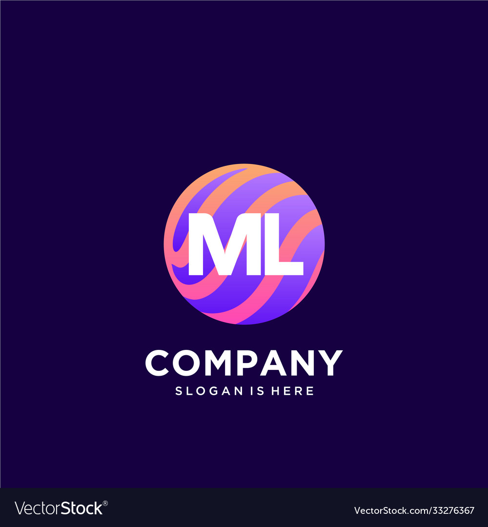 Ml initial logo with colorful template