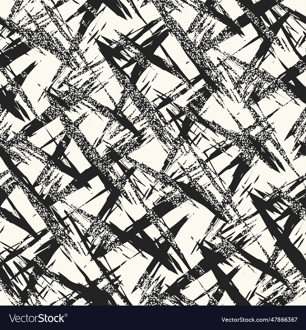 Monochrome glitch effect textured zigzag pattern