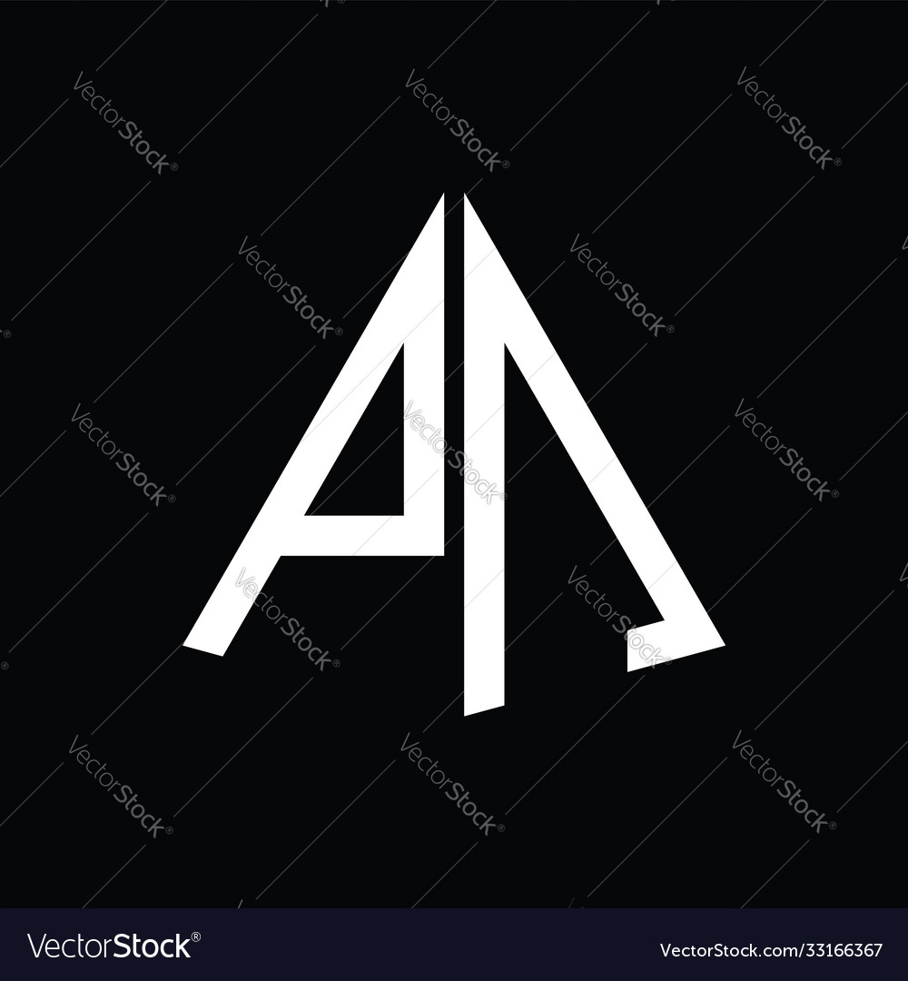 P n white triangle initials with a black