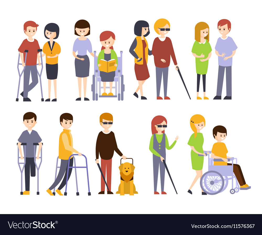 physically-handicapped-people-receiving-help-vector-image