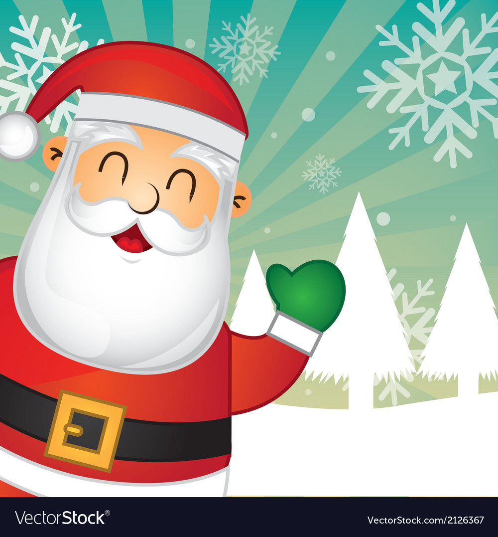 Santa claus over snow landscape background