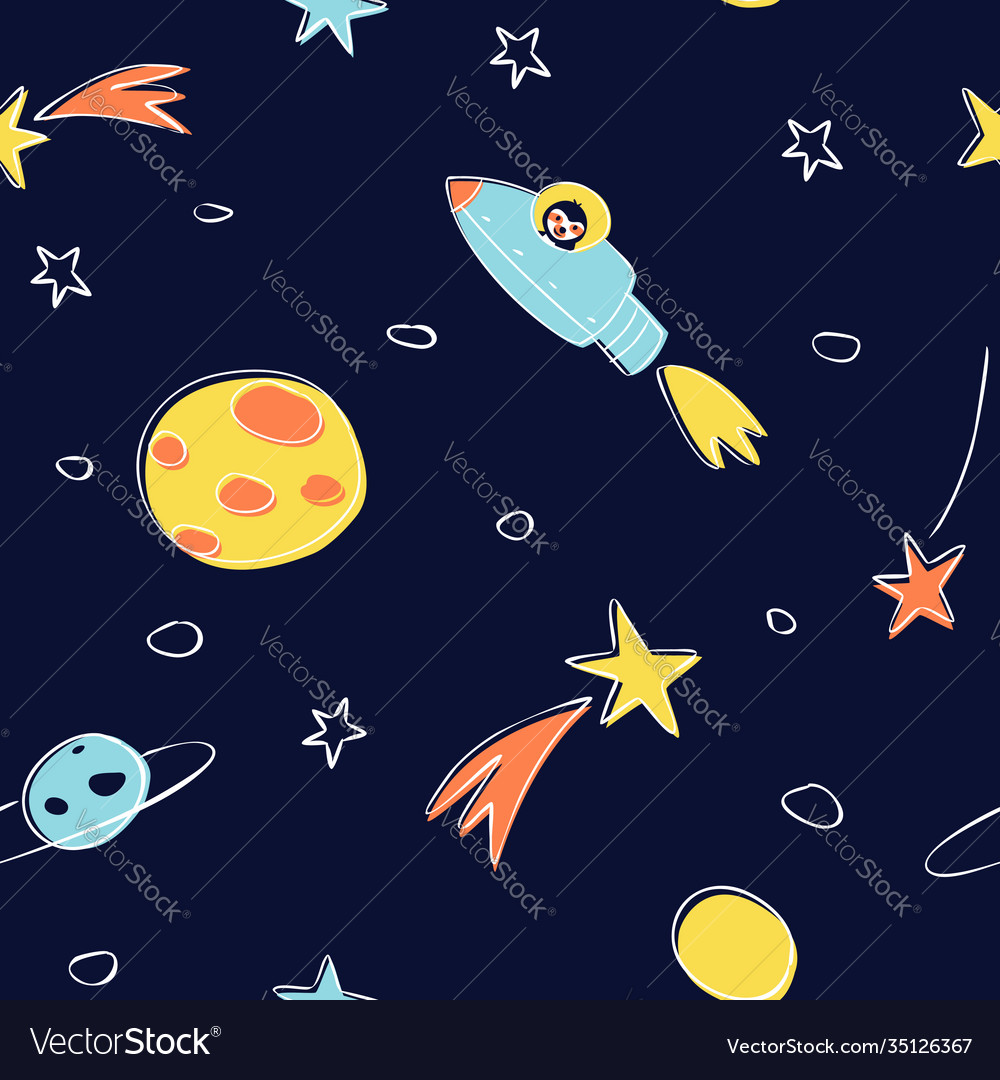 Seamless pattern astronomical objects vector image Seamless pattern astronomical objects