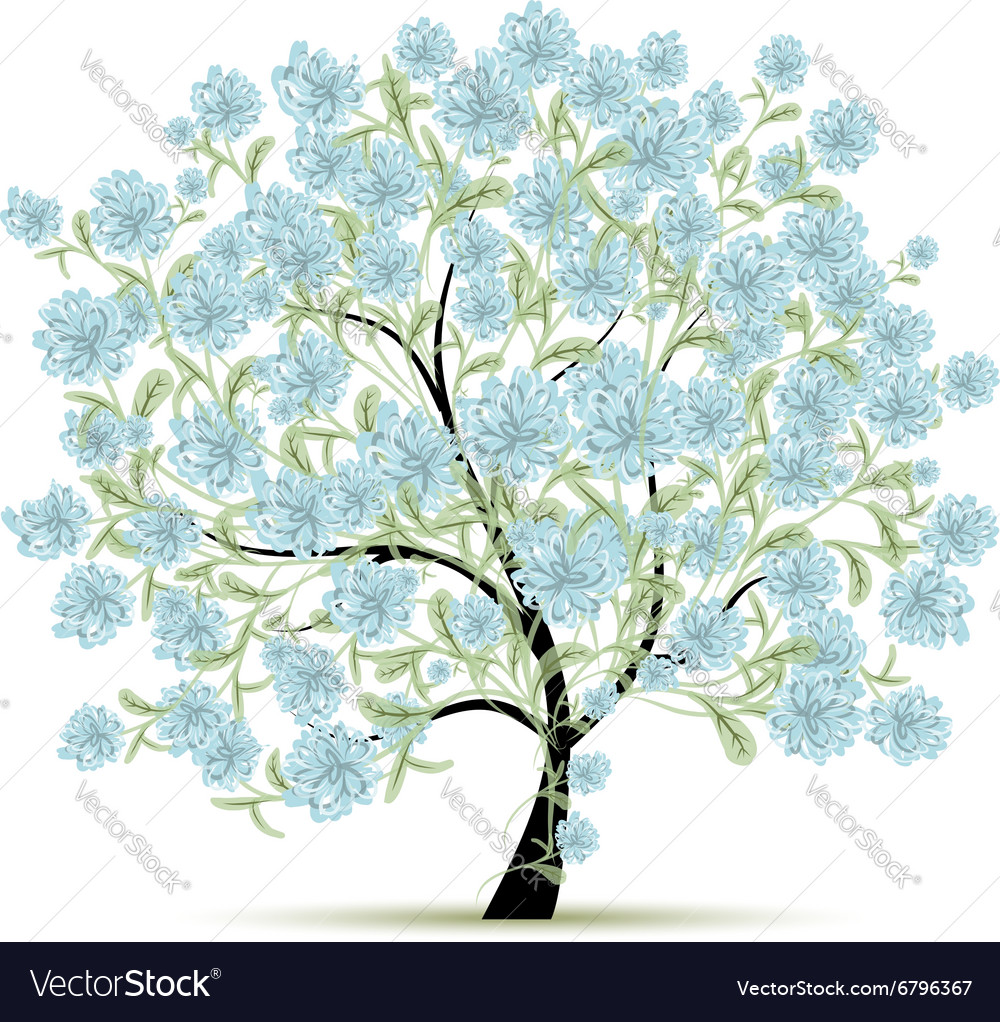 Spring tree with flowers for your design