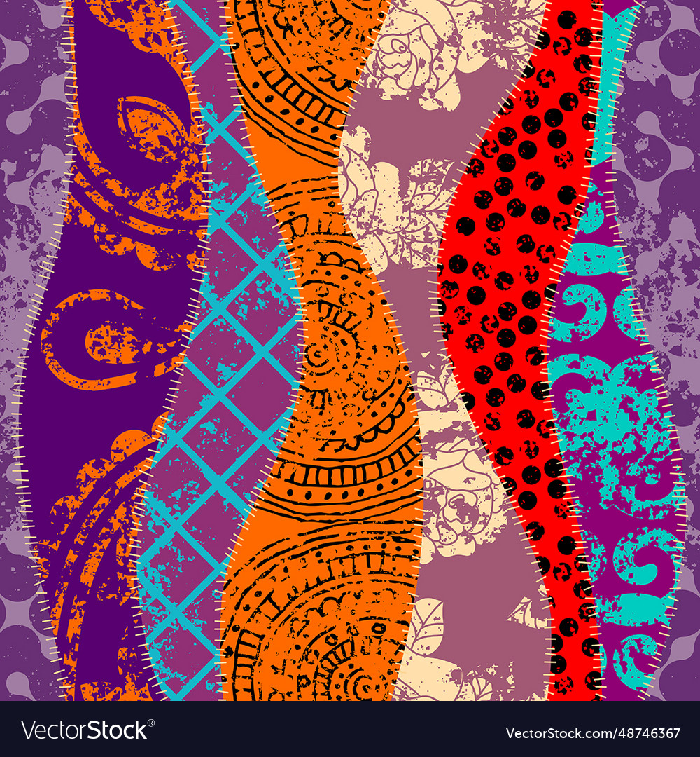 Textille wavy patchwork pattern image vector image Textille wavy patchwork pattern image