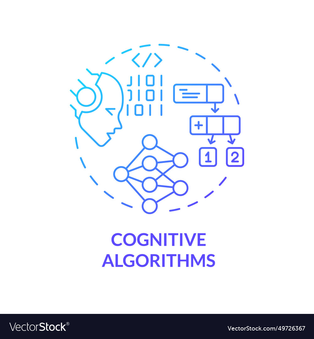 Thin line simple gradient cognitive algorithms vector image Thin line simple gradient cognitive algorithms