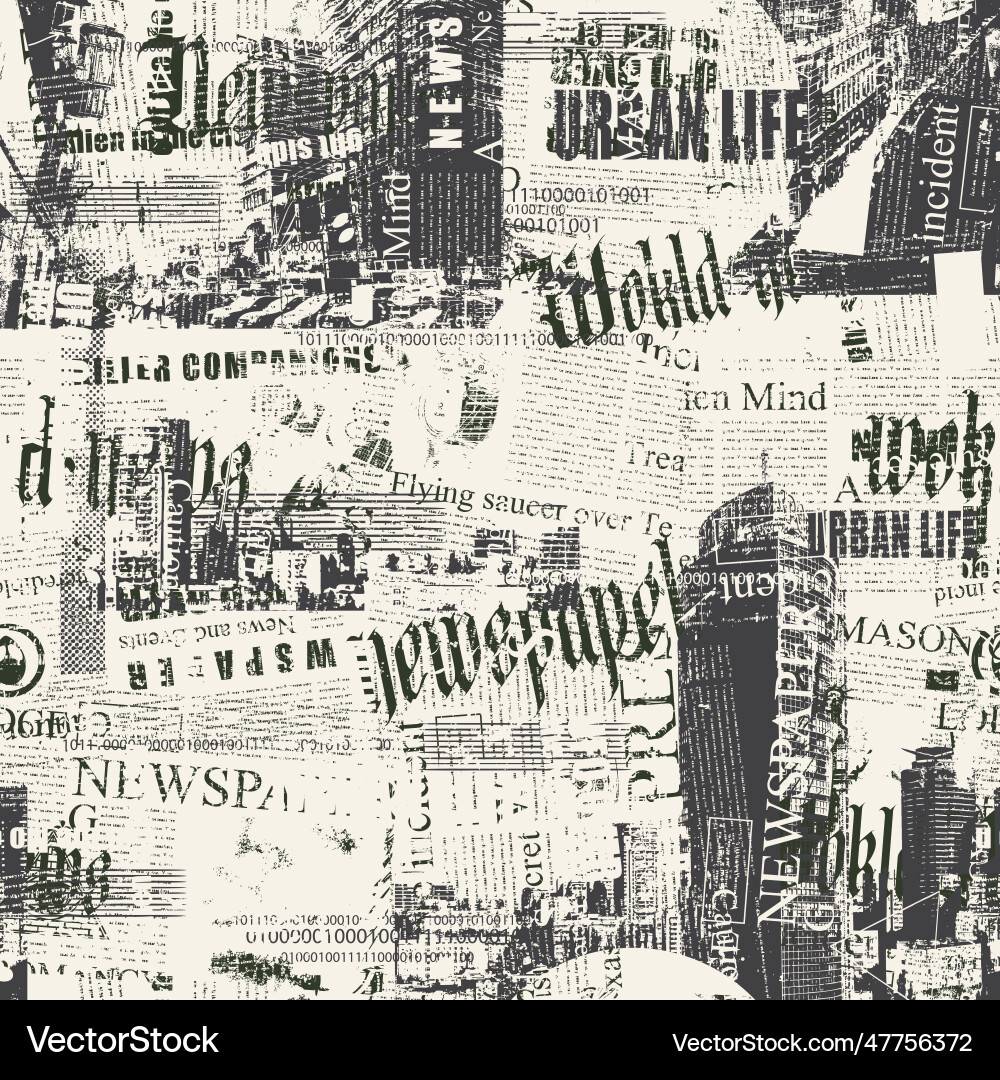 Abstract grunge seamless pattern with newspaper Vector Image
