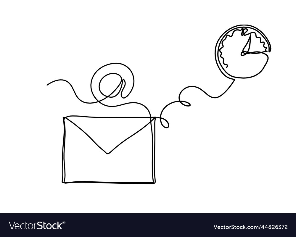 Abstract paper envelope with clock as line