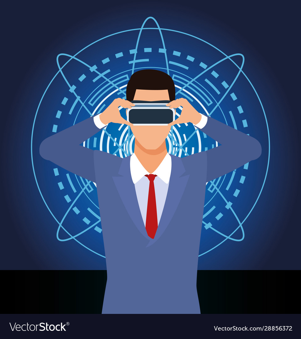 Artificial intelligence technology man using vr Vector Image Artificial intelligence technology man using vr