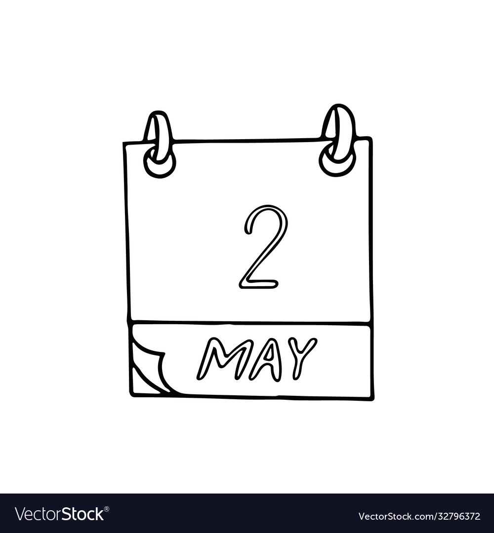 Calendar hand drawn in doodle style may 2