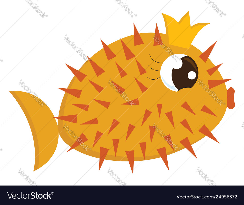 Cartoon a gorgeous yellow queen fish-hedgehog