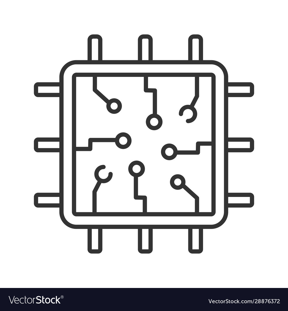 Chip linear icon vector image Chip linear icon